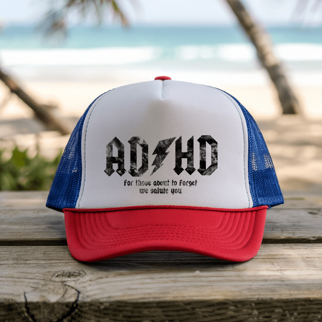 Printify Hats Blue/Red / One size ADHD - Trucker Hat
