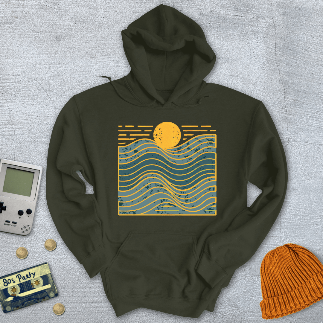 Printify Hoodie Military Green / S Wavy Days - Hoodie