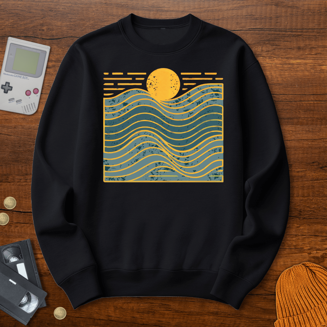 Printify Sweatshirt S / Black Wavy Days- Sweatshirt