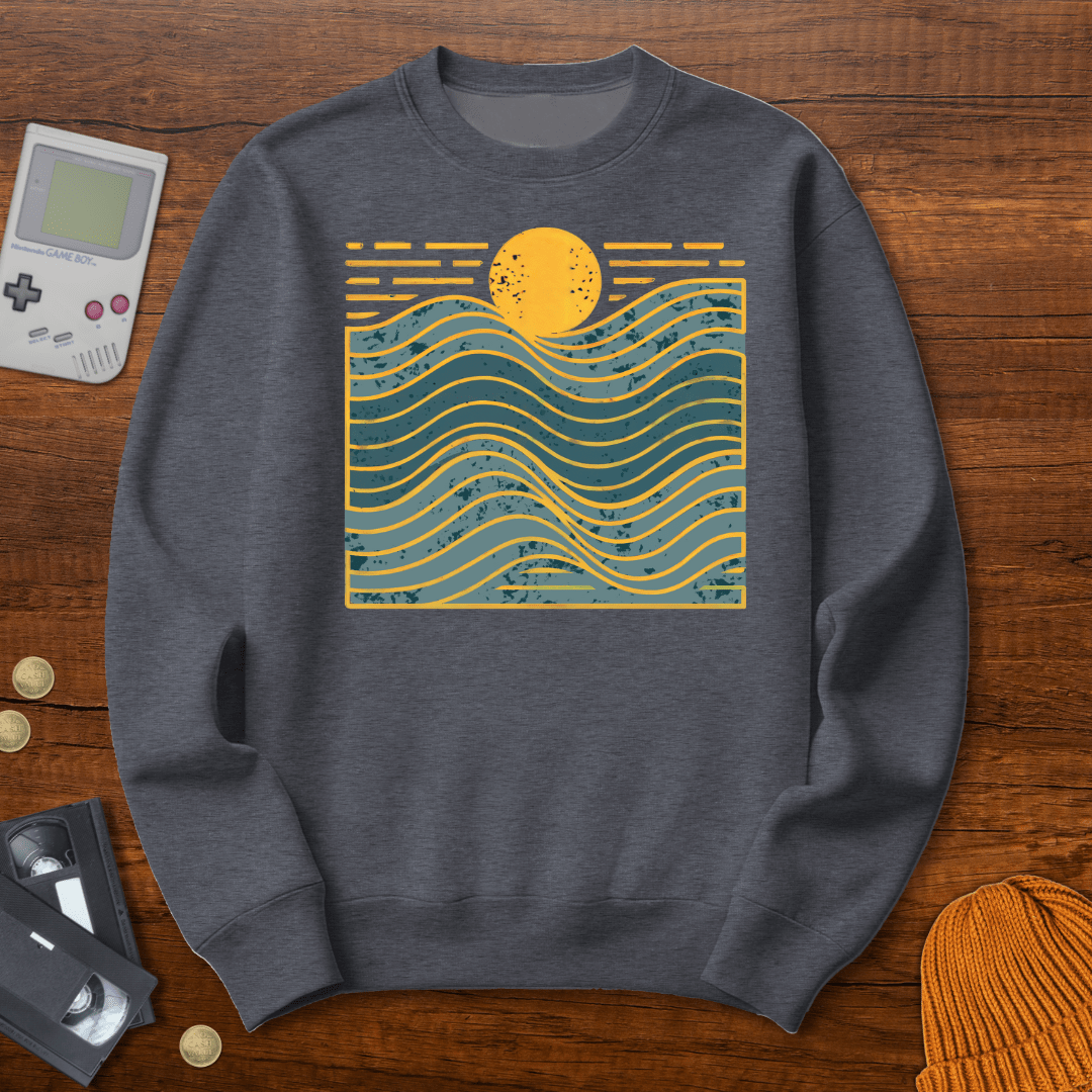 Printify Sweatshirt S / Graphite Heather Wavy Days- Sweatshirt