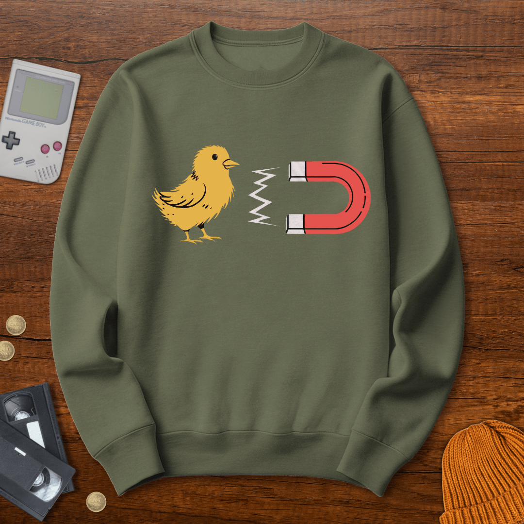 Printify Sweatshirt S / Military Green Chick Magnet - Sweatshirt