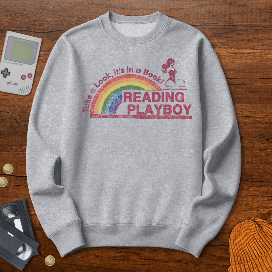 Printify Sweatshirt S / Sport Grey Reading Playboy - Sweatshirt
