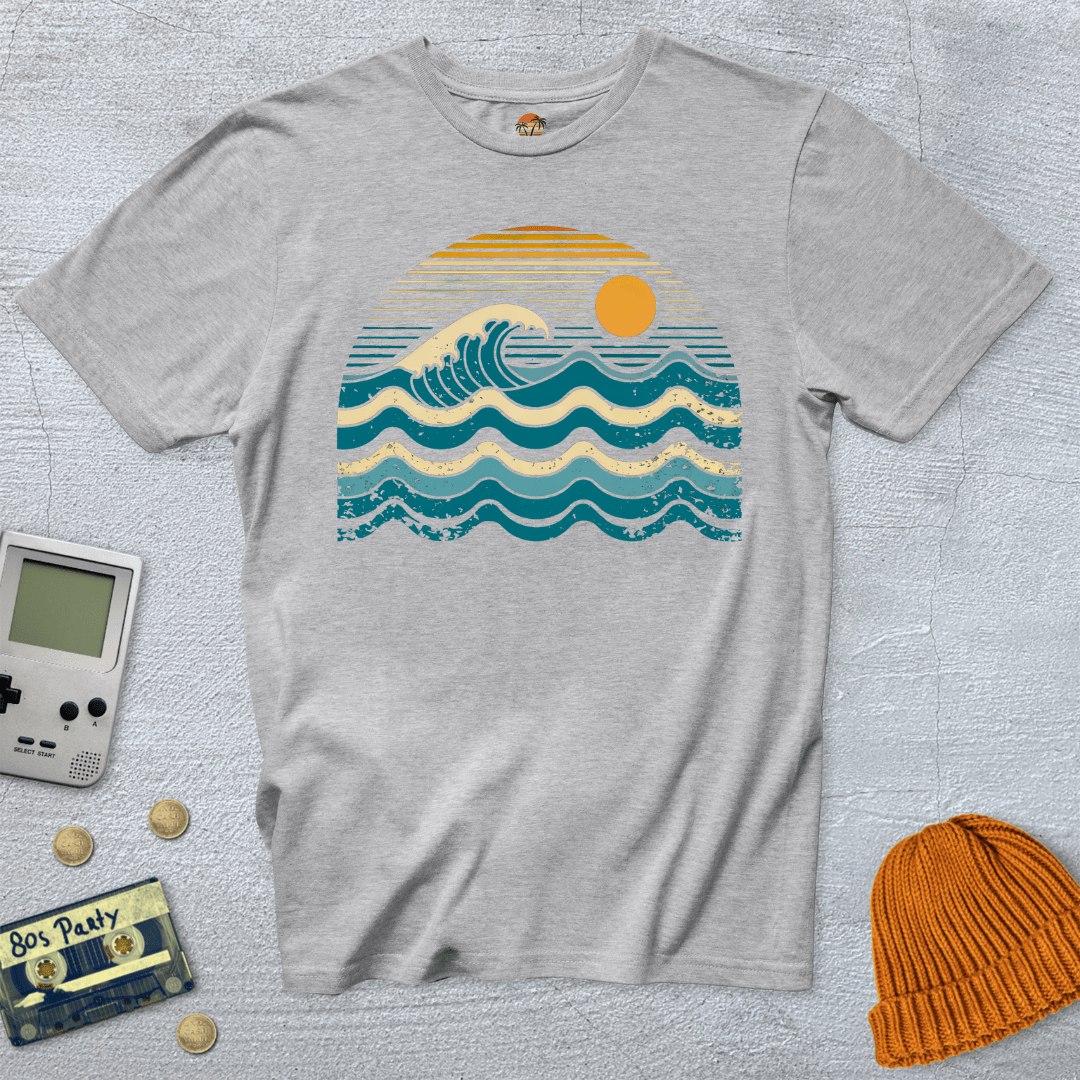 Printify T-Shirt Ice Grey / S Retro Waves - Shirt