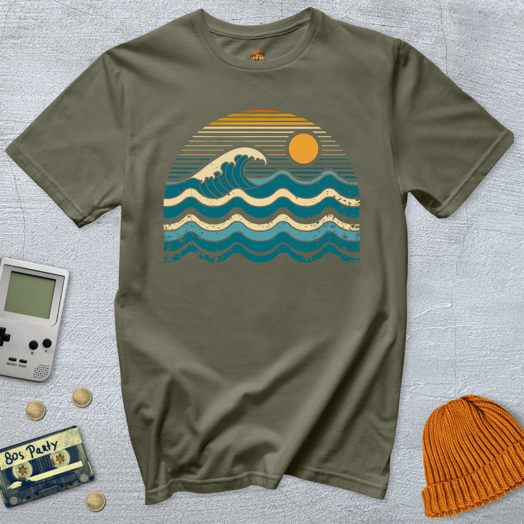 Printify T-Shirt Military Green / S Retro Waves - Shirt