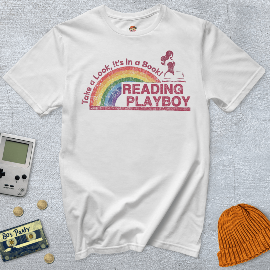 Printify T-Shirt White / S Reading Playboy - Shirt
