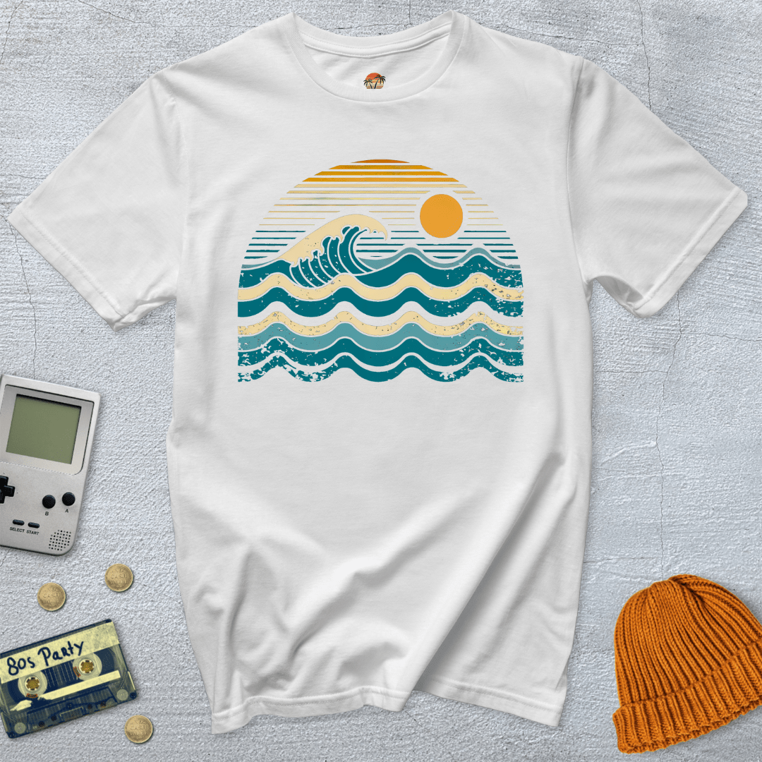 Printify T-Shirt White / S Retro Waves - Shirt