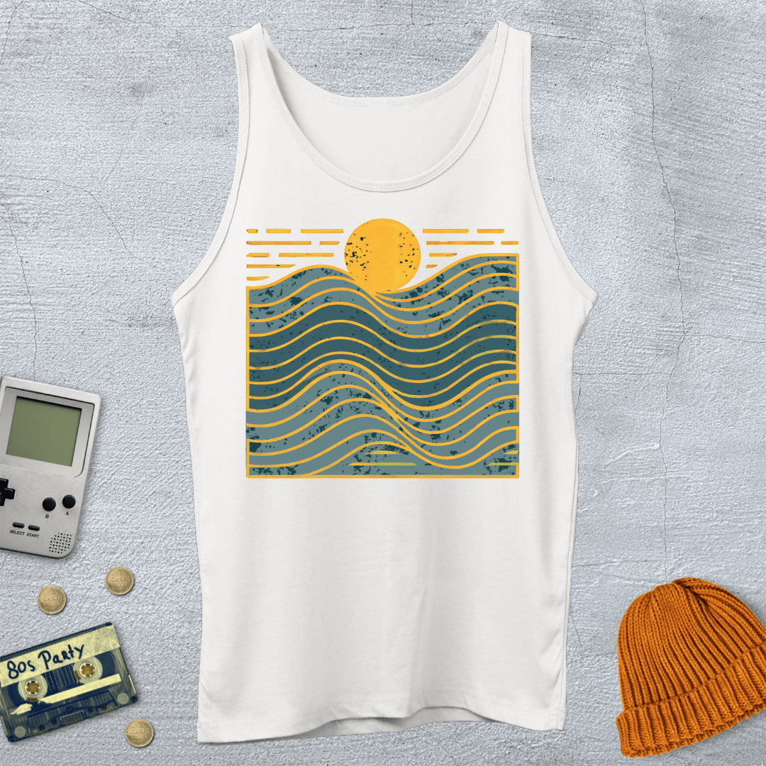 Printify Tank Top XS / White Wavy Days - Tank Top