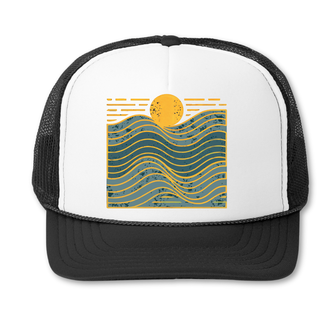 Golden Waves - Retro Trucker Cap - Throwback Paradise