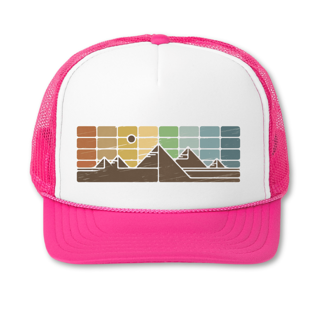 Retro Pyramids - Retro Trucker Cap - Throwback Paradise