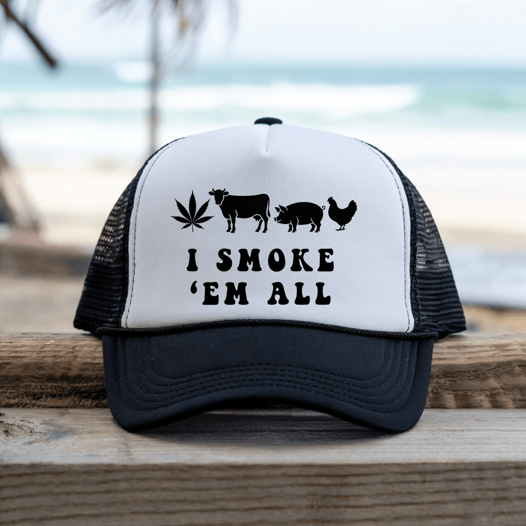 Smoke em all - Trucker Hat - Throwback Paradise