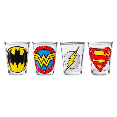 Silver Buffalo Nickelodeon Retro Featuring Rocko, Angelica, Stimpy, and Arnold 4 Pack Mini Glass Set, 1.5 Ounces - Throwback Paradise