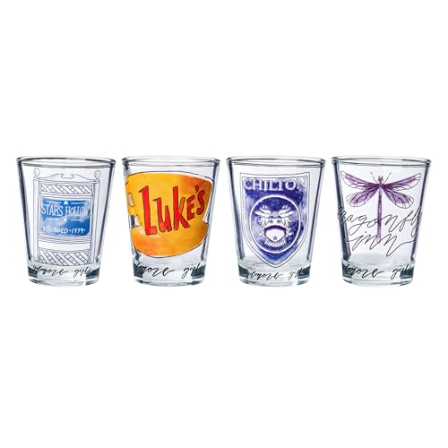 Silver Buffalo Nickelodeon Retro Featuring Rocko, Angelica, Stimpy, and Arnold 4 Pack Mini Glass Set, 1.5 Ounces - Throwback Paradise
