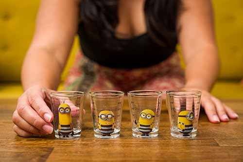 Silver Buffalo Nickelodeon Retro Featuring Rocko, Angelica, Stimpy, and Arnold 4 Pack Mini Glass Set, 1.5 Ounces - Throwback Paradise