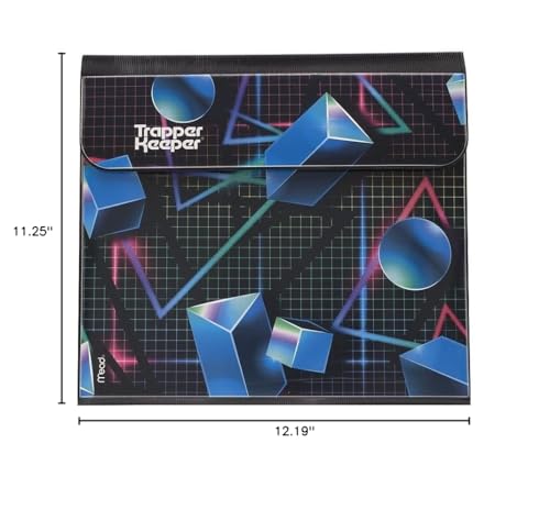 Mead Trapper Keeper Binder, Retro Design, 1 Inch Binder with Folders and Pockets, Holds 8 - 1/2" x 11" Paper, Shapes (260038CQ1 - ECM) - Throwback Paradise