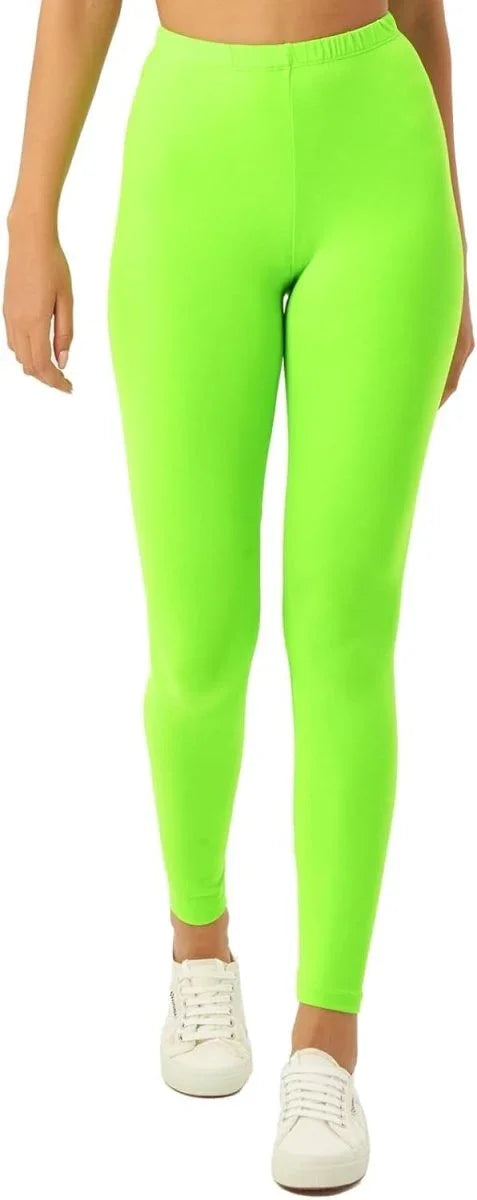 sissycos Women's 80s Leggings Neon Artistic Splash Printed Buttery Soft Stretchy Pants - Throwback Paradise