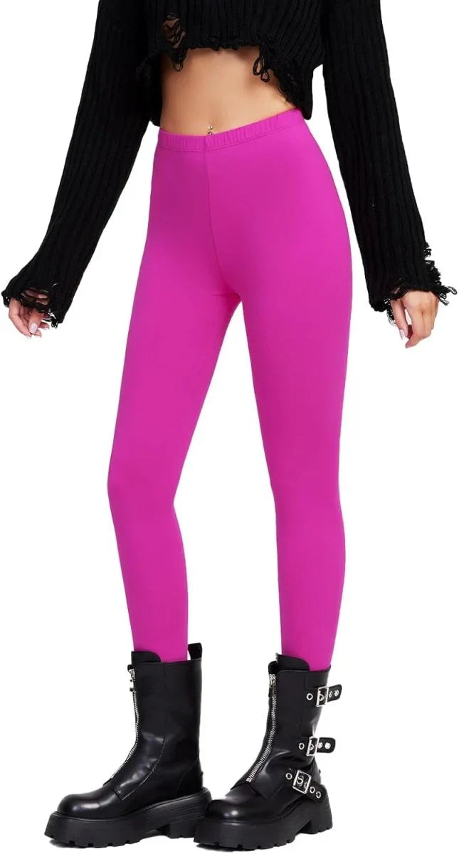 sissycos Women's 80s Leggings Neon Artistic Splash Printed Buttery Soft Stretchy Pants - Throwback Paradise