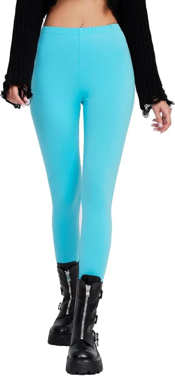 sissycos Women's 80s Leggings Neon Artistic Splash Printed Buttery Soft Stretchy Pants - Throwback Paradise