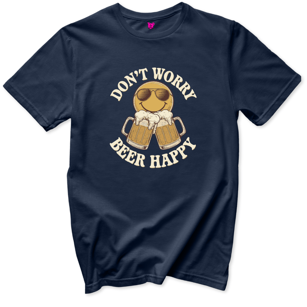 Don't Worry Beer Happy T-Shirt - Throwback Paradise