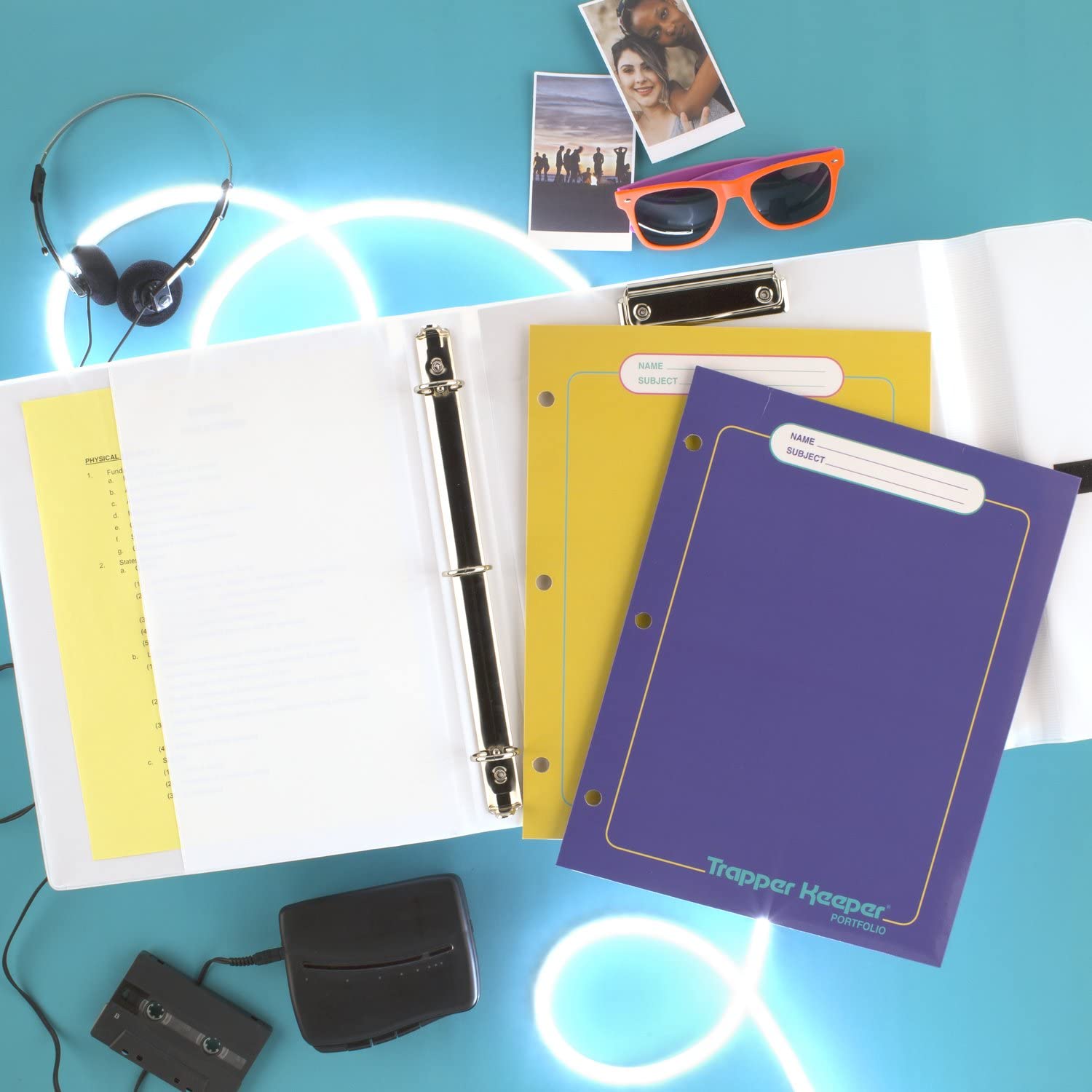 Mead Trapper Keeper Binder, Retro Design, 1 Inch Binder with Folders and Pockets, Holds 8 - 1/2" x 11" Paper, Shapes (260038CQ1 - ECM) - Throwback Paradise