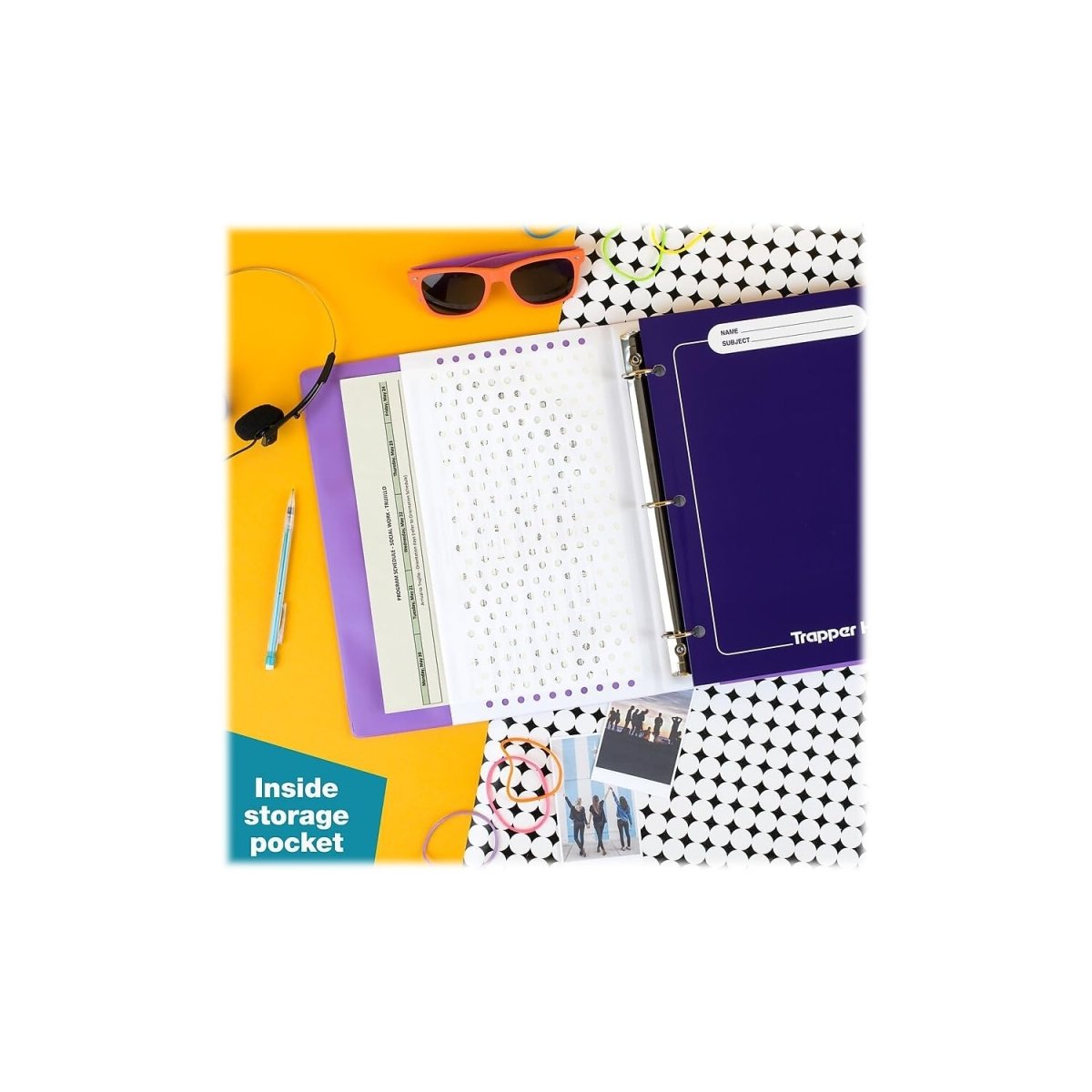 Mead Trapper Keeper Binder, Retro Design, 1 Inch Binder with Folders and Pockets, Holds 8 - 1/2" x 11" Paper, Shapes (260038CQ1 - ECM) - Throwback Paradise