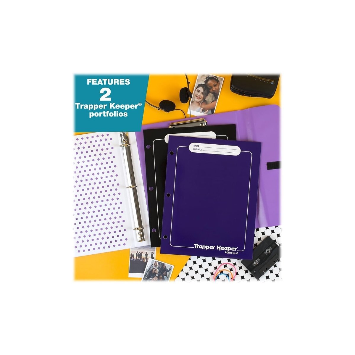 Mead Trapper Keeper Binder, Retro Design, 1 Inch Binder with Folders and Pockets, Holds 8 - 1/2" x 11" Paper, Shapes (260038CQ1 - ECM) - Throwback Paradise