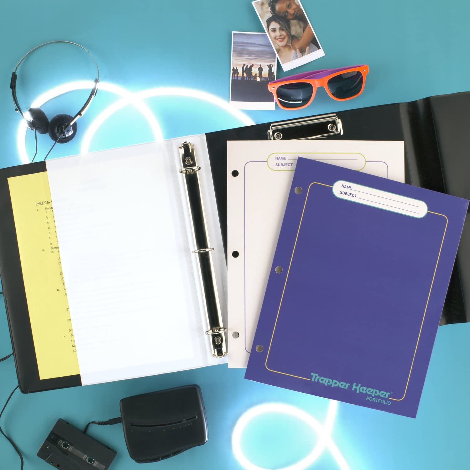 Mead Trapper Keeper Binder, Retro Design, 1 Inch Binder with Folders and Pockets, Holds 8 - 1/2" x 11" Paper, Shapes (260038CQ1 - ECM) - Throwback Paradise