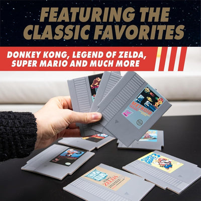 Paladone Nintendo NES Cartridge Retro Drink Coasters for Gamers - Set of 8 - Featuring Donkey Kong, Legend of Zelda, Super Mario, and More Classic Games - Throwback Paradise