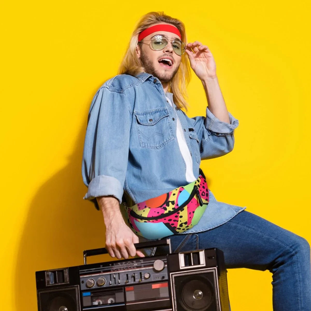 Sotiff 2 Pcs 80s 90s Fanny Pack Retro Waist Packs for Men Women Adjustable Casual Waist Bag Neon Cute Vintage Hiking Belt Bags for Travel Party Festival Hiking(Neon Style) - Throwback Paradise