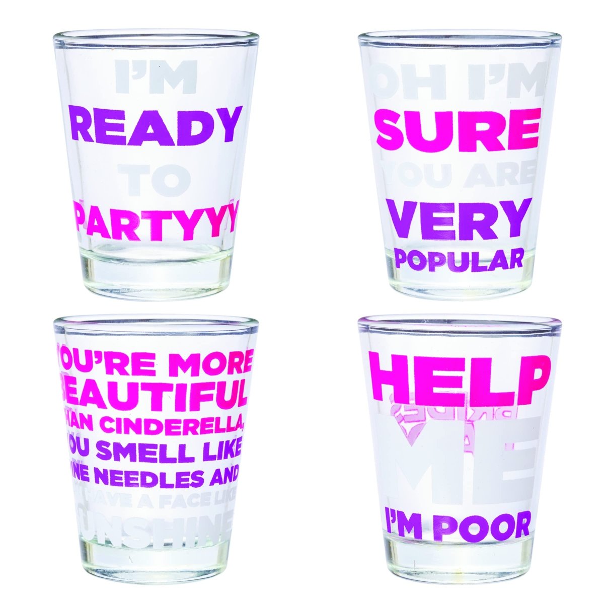 Silver Buffalo Nickelodeon Retro Featuring Rocko, Angelica, Stimpy, and Arnold 4 Pack Mini Glass Set, 1.5 Ounces - Throwback Paradise