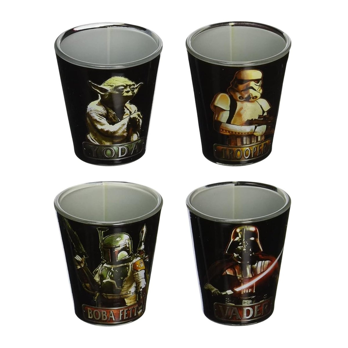 Silver Buffalo Nickelodeon Retro Featuring Rocko, Angelica, Stimpy, and Arnold 4 Pack Mini Glass Set, 1.5 Ounces - Throwback Paradise