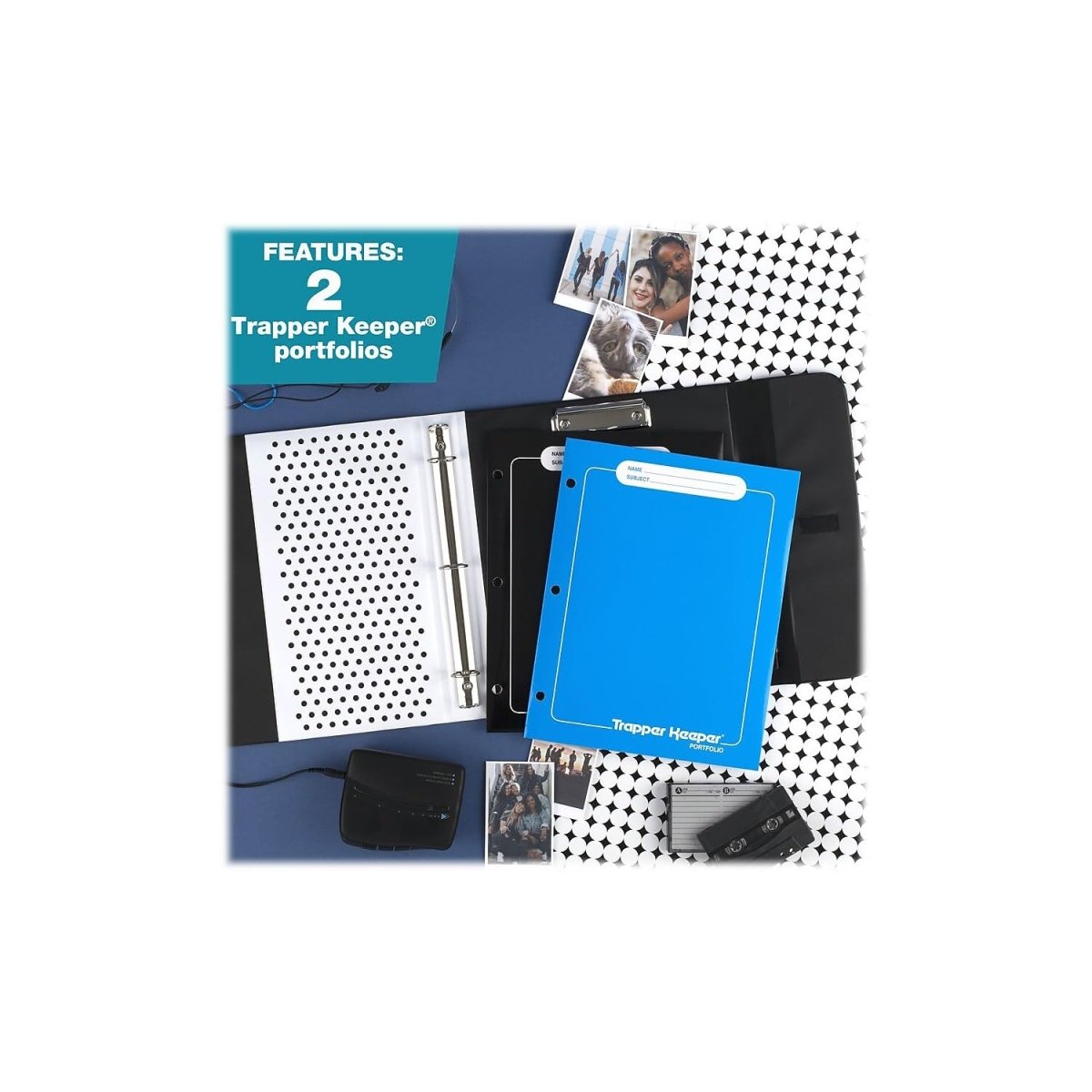 Mead Trapper Keeper Binder, Retro Design, 1 Inch Binder with Folders and Pockets, Holds 8 - 1/2" x 11" Paper, Shapes (260038CQ1 - ECM) - Throwback Paradise