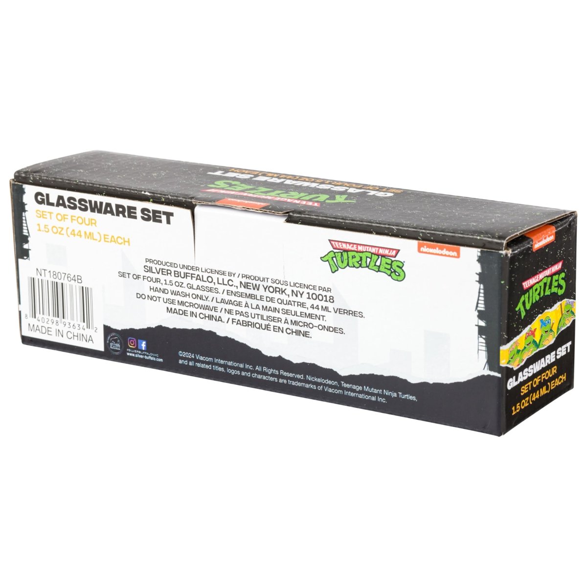 Silver Buffalo Nickelodeon Retro Featuring Rocko, Angelica, Stimpy, and Arnold 4 Pack Mini Glass Set, 1.5 Ounces - Throwback Paradise