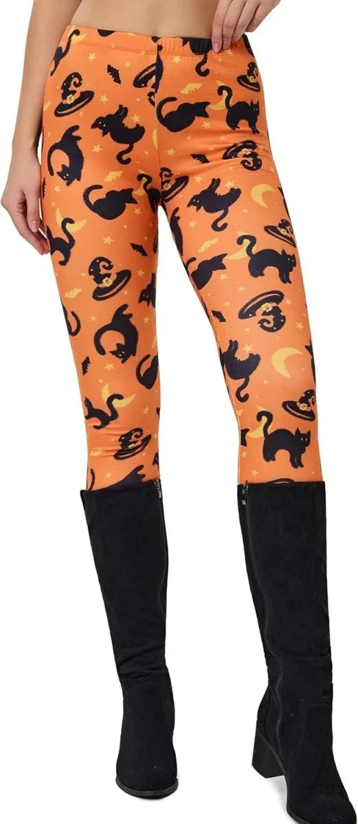 sissycos Women's 80s Leggings Neon Artistic Splash Printed Buttery Soft Stretchy Pants - Throwback Paradise