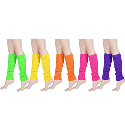 Syhood 80s Women Neon Leg Warmers Knit Ribbed Leg Warmer for Party Accessories - Throwback Paradise