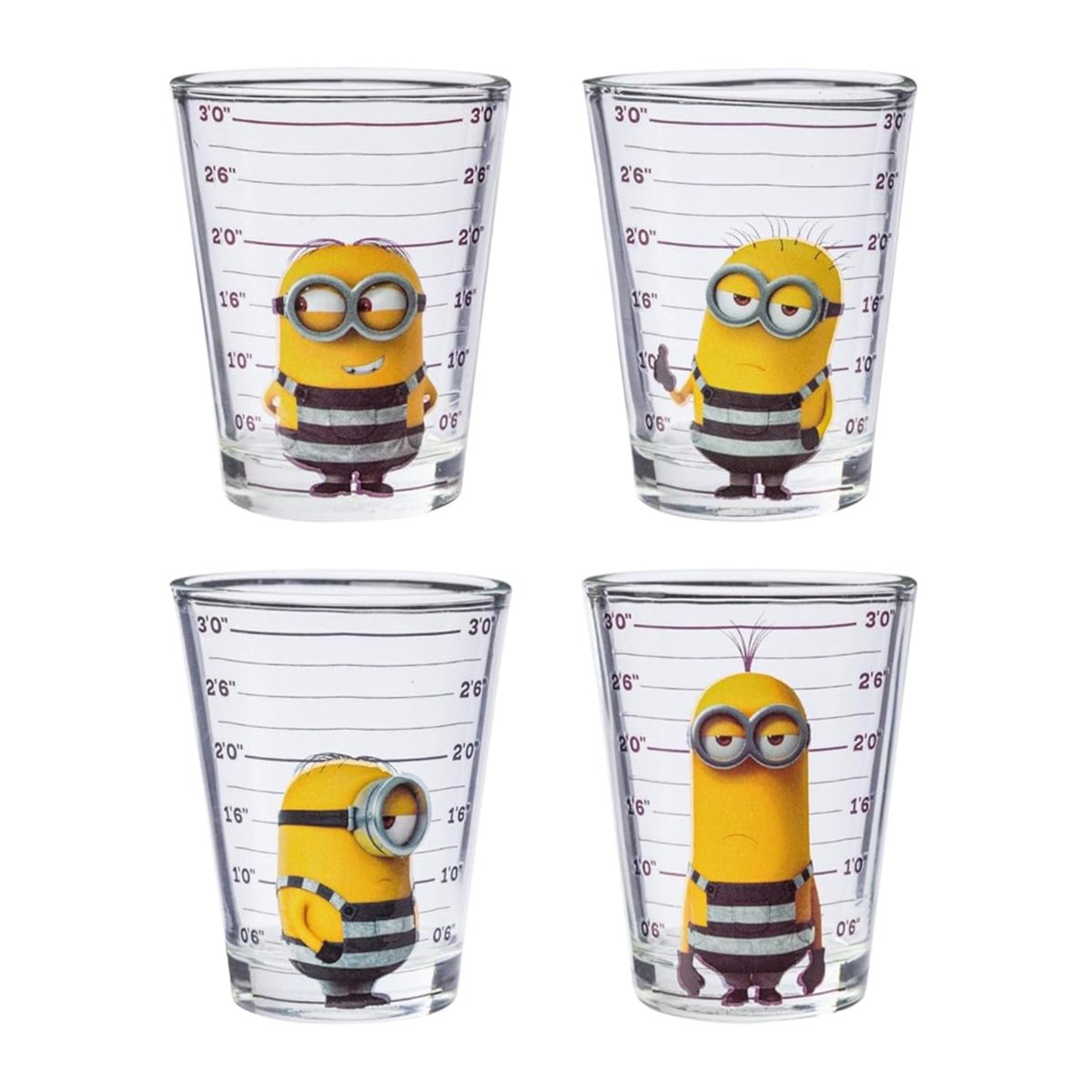 Silver Buffalo Nickelodeon Retro Featuring Rocko, Angelica, Stimpy, and Arnold 4 Pack Mini Glass Set, 1.5 Ounces - Throwback Paradise