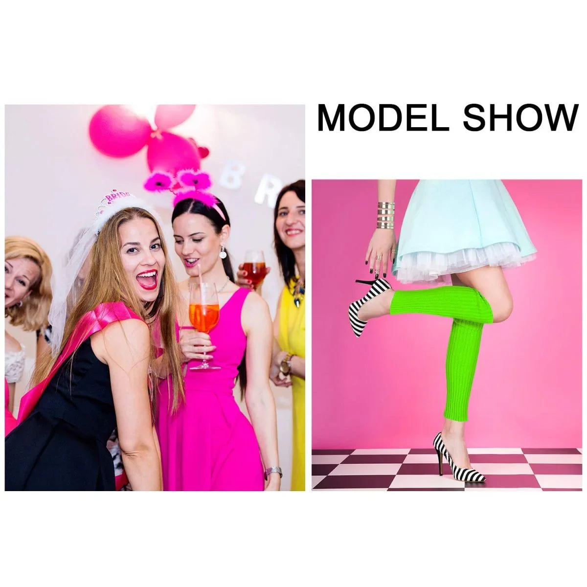 Syhood 80s Women Neon Leg Warmers Knit Ribbed Leg Warmer for Party Accessories - Throwback Paradise