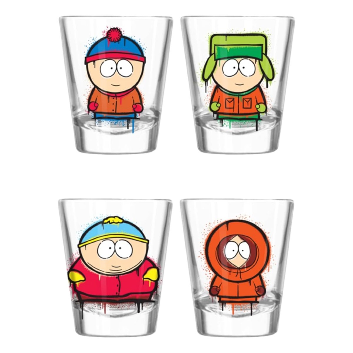 Silver Buffalo Nickelodeon Retro Featuring Rocko, Angelica, Stimpy, and Arnold 4 Pack Mini Glass Set, 1.5 Ounces - Throwback Paradise
