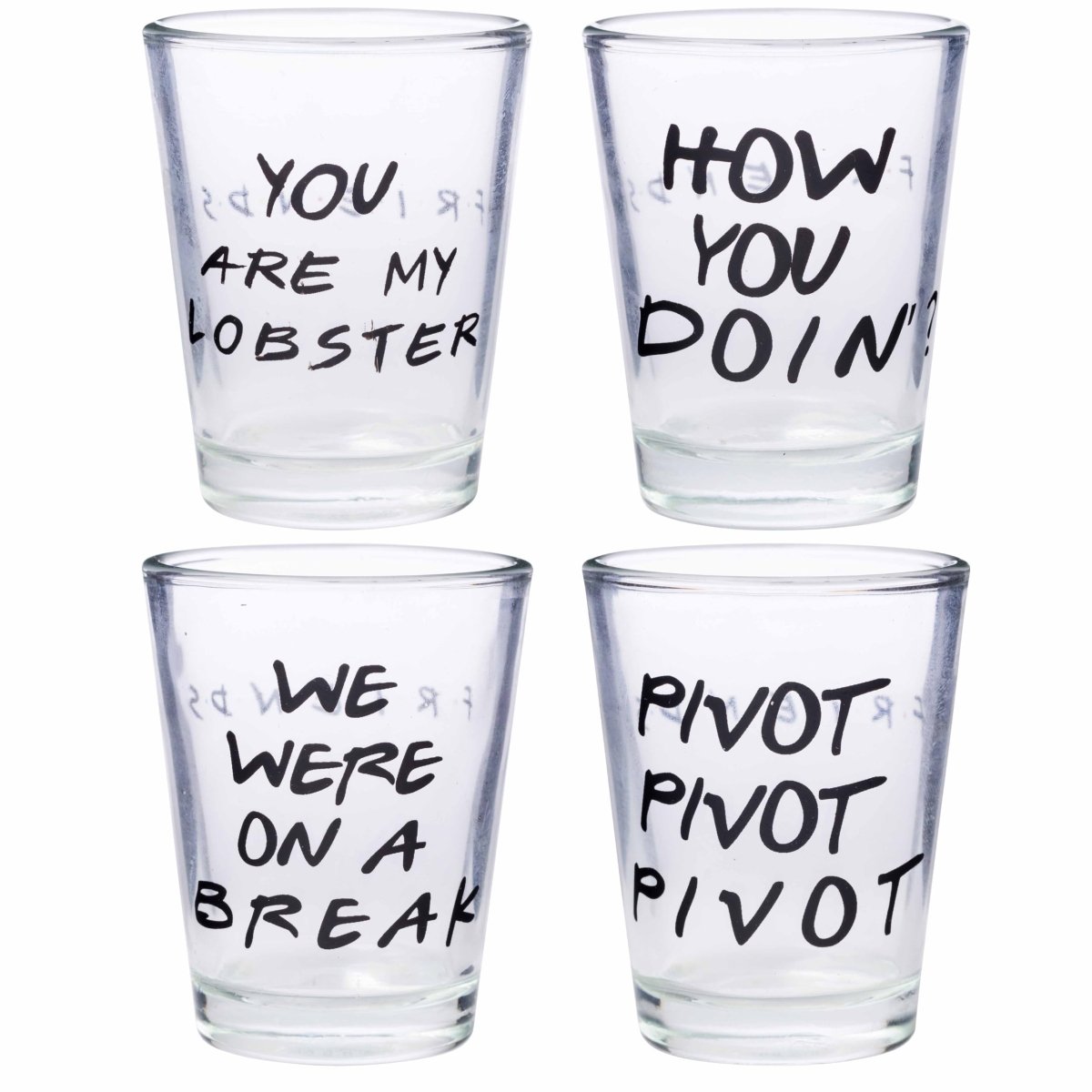 Silver Buffalo Nickelodeon Retro Featuring Rocko, Angelica, Stimpy, and Arnold 4 Pack Mini Glass Set, 1.5 Ounces - Throwback Paradise