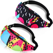 Sotiff 2 Pcs 80s 90s Fanny Pack Retro Waist Packs for Men Women Adjustable Casual Waist Bag Neon Cute Vintage Hiking Belt Bags for Travel Party Festival Hiking(Neon Style) - Throwback Paradise