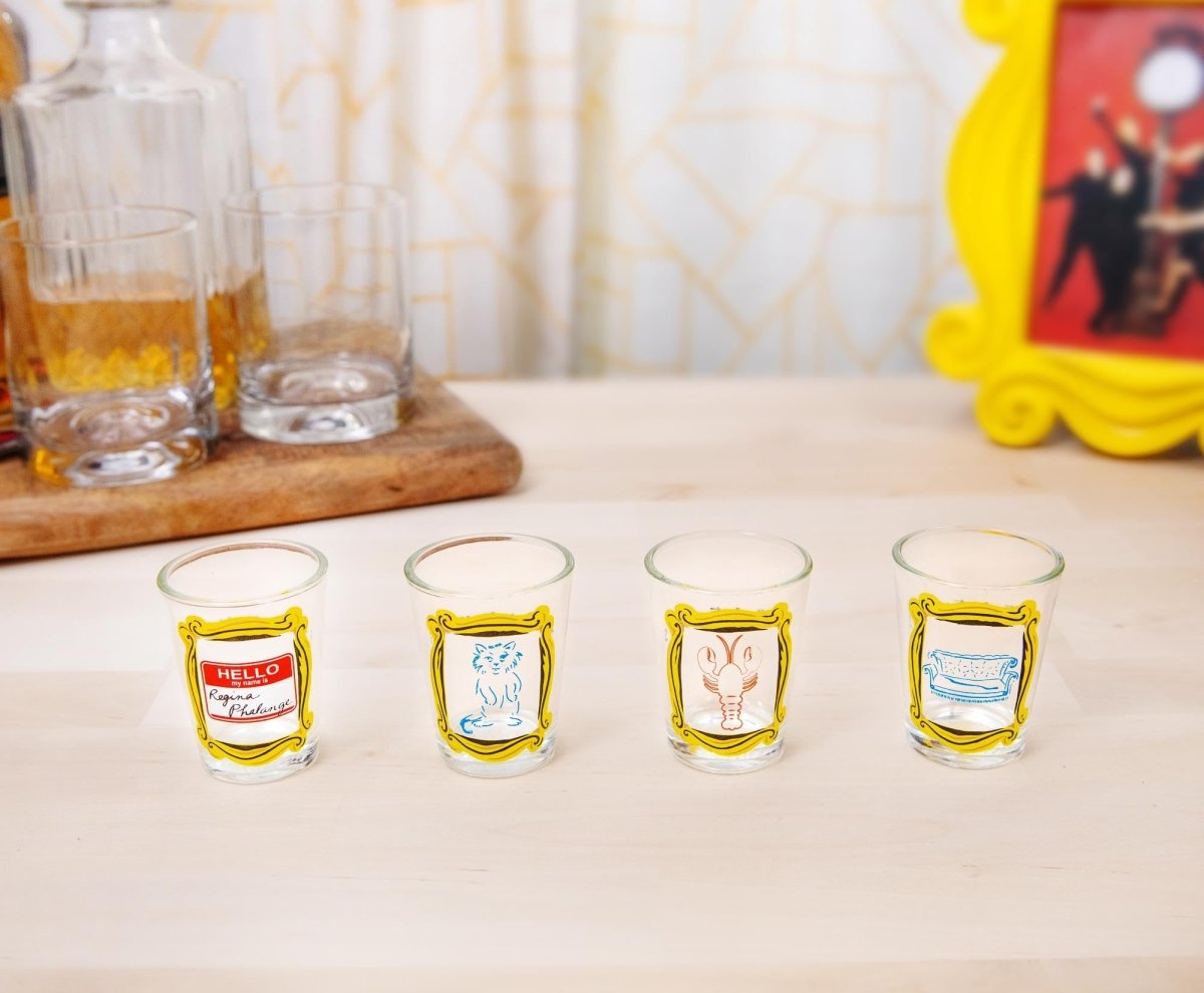 Silver Buffalo Nickelodeon Retro Featuring Rocko, Angelica, Stimpy, and Arnold 4 Pack Mini Glass Set, 1.5 Ounces - Throwback Paradise