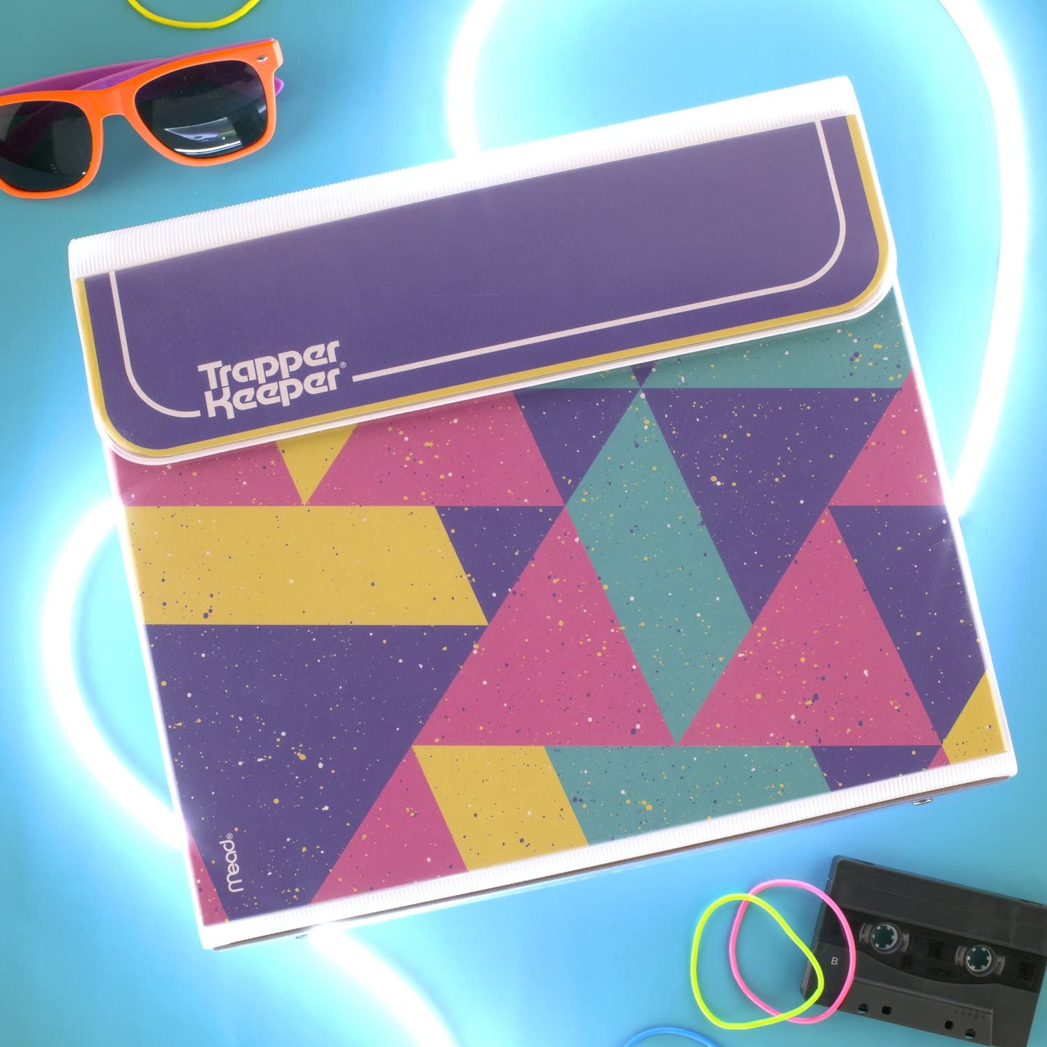 Mead Trapper Keeper Binder, Retro Design, 1 Inch Binder with Folders and Pockets, Holds 8 - 1/2" x 11" Paper, Shapes (260038CQ1 - ECM) - Throwback Paradise