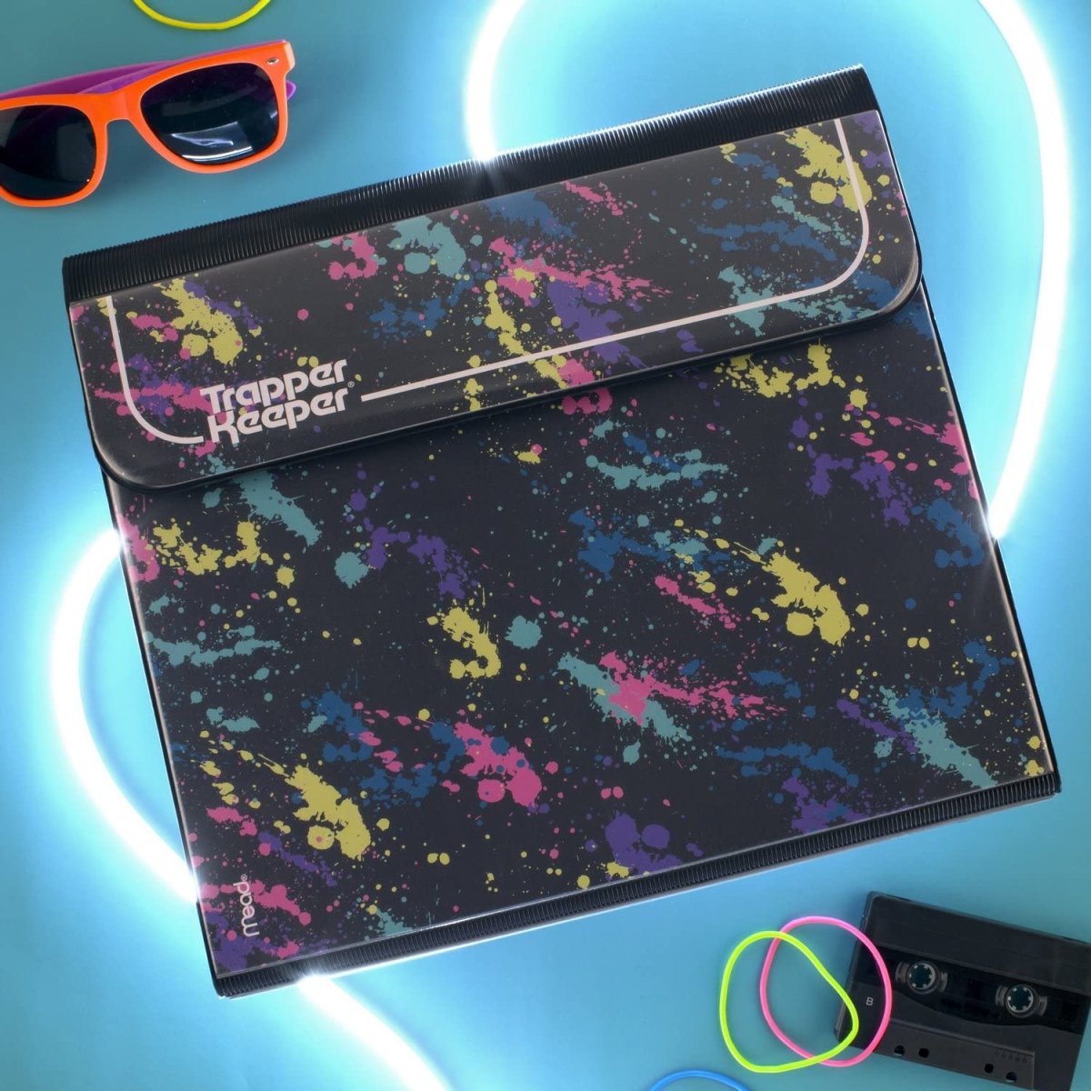 Mead Trapper Keeper Binder, Retro Design, 1 Inch Binder with Folders and Pockets, Holds 8 - 1/2" x 11" Paper, Shapes (260038CQ1 - ECM) - Throwback Paradise