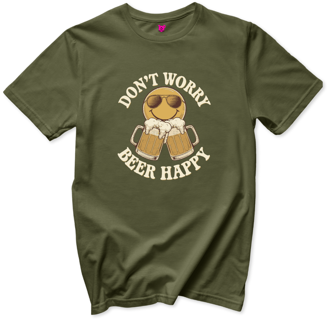 Don't Worry Beer Happy T-Shirt - Throwback Paradise