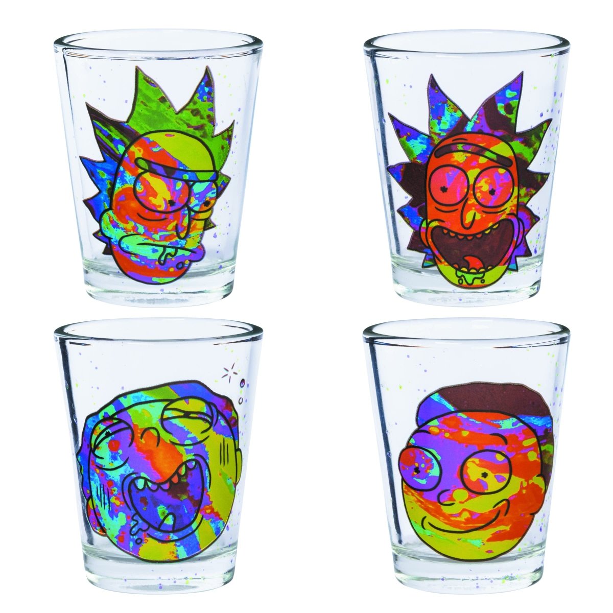 Silver Buffalo Nickelodeon Retro Featuring Rocko, Angelica, Stimpy, and Arnold 4 Pack Mini Glass Set, 1.5 Ounces - Throwback Paradise