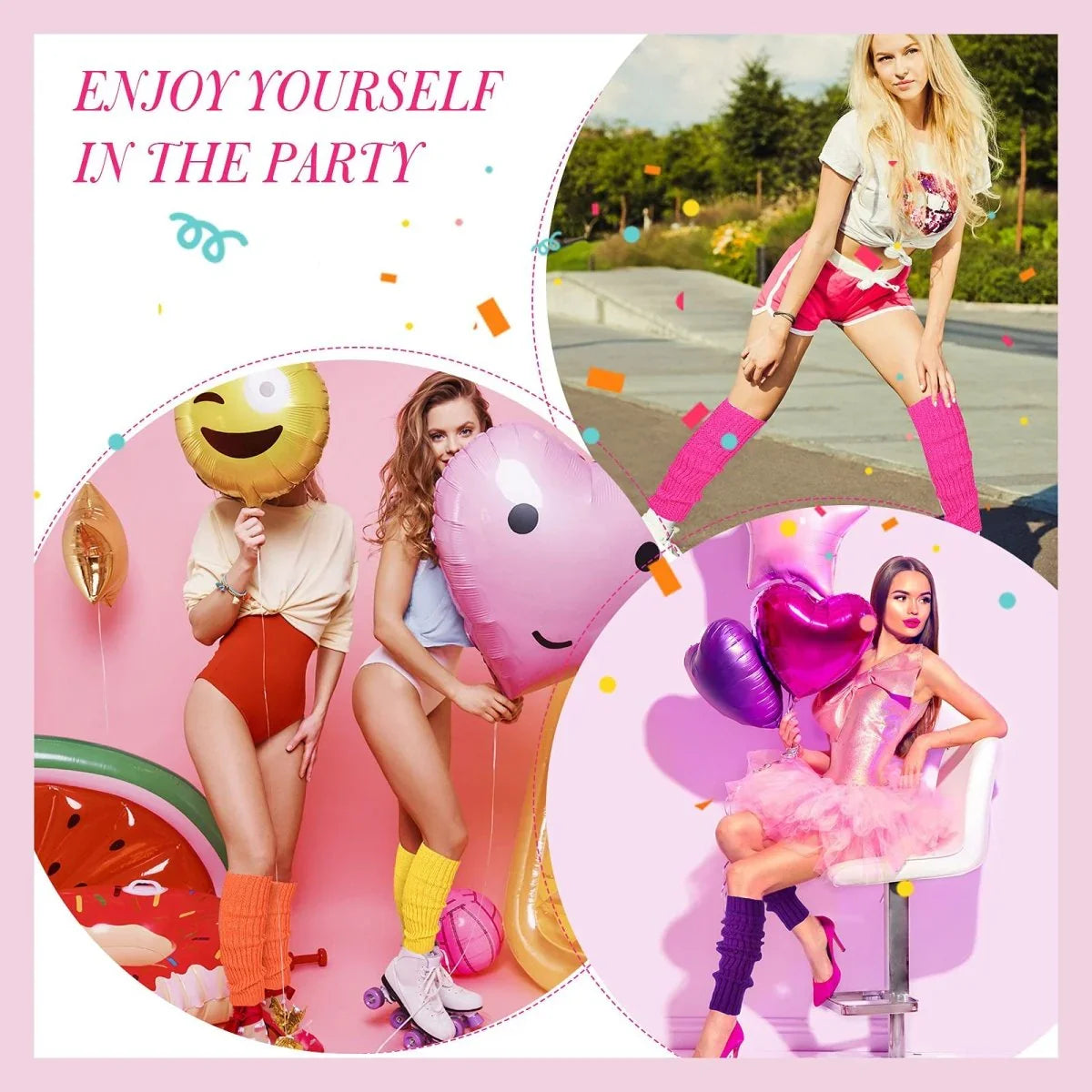 Syhood 80s Women Neon Leg Warmers Knit Ribbed Leg Warmer for Party Accessories - Throwback Paradise