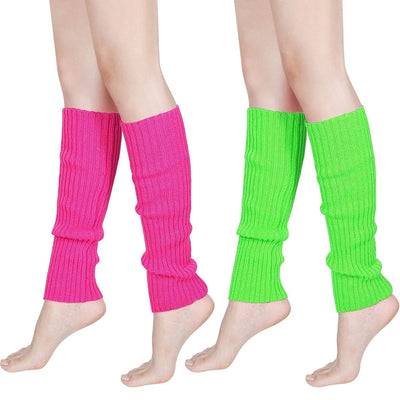 Syhood 80s Women Neon Leg Warmers Knit Ribbed Leg Warmer for Party Accessories - Throwback Paradise