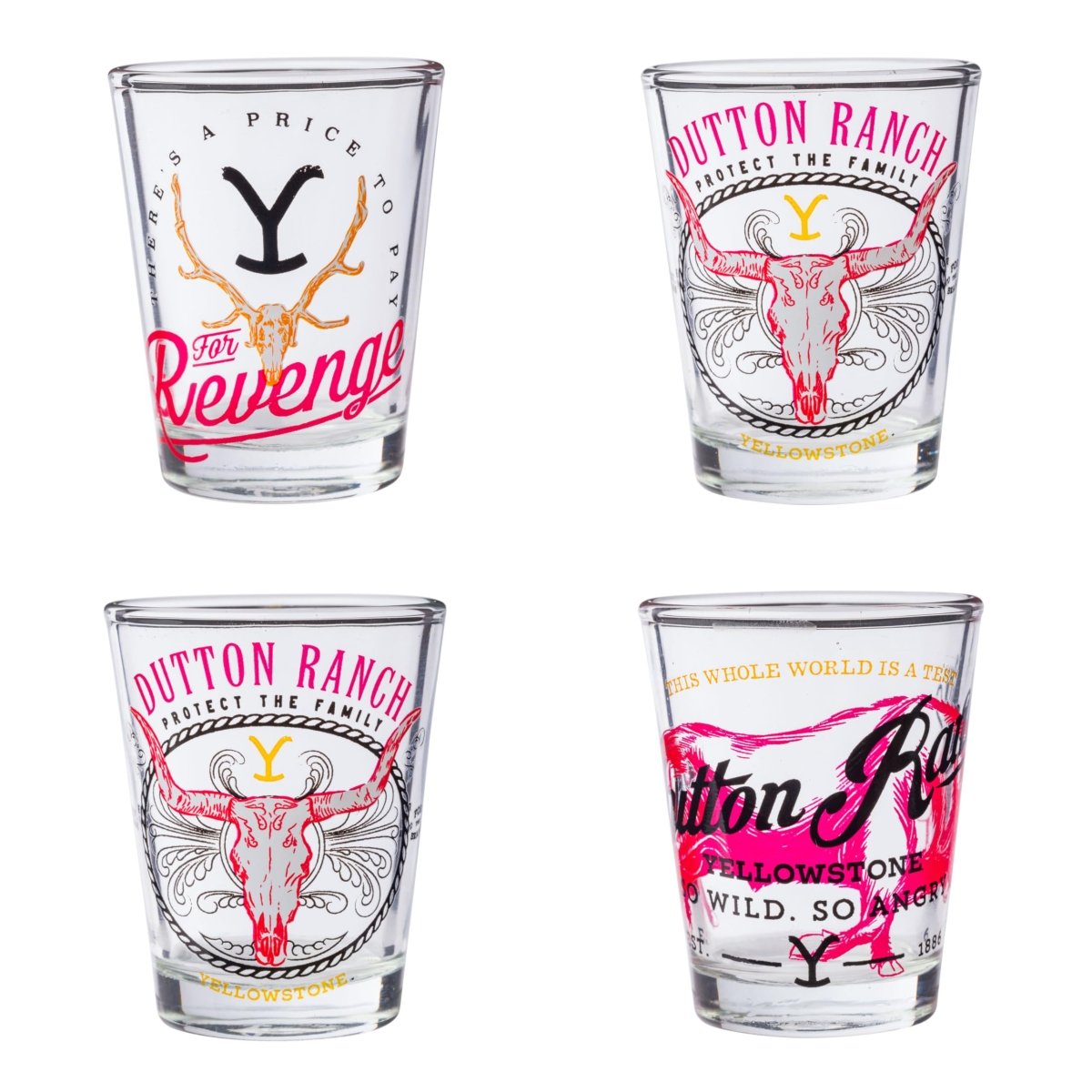 Silver Buffalo Nickelodeon Retro Featuring Rocko, Angelica, Stimpy, and Arnold 4 Pack Mini Glass Set, 1.5 Ounces - Throwback Paradise