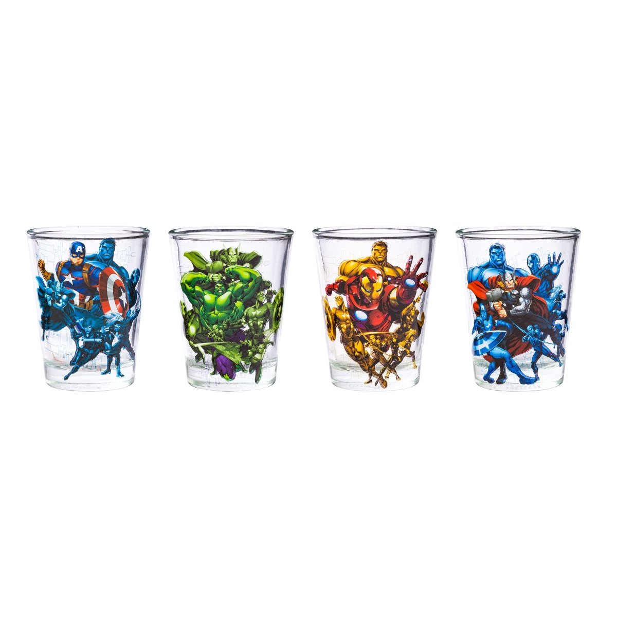 Silver Buffalo Nickelodeon Retro Featuring Rocko, Angelica, Stimpy, and Arnold 4 Pack Mini Glass Set, 1.5 Ounces - Throwback Paradise