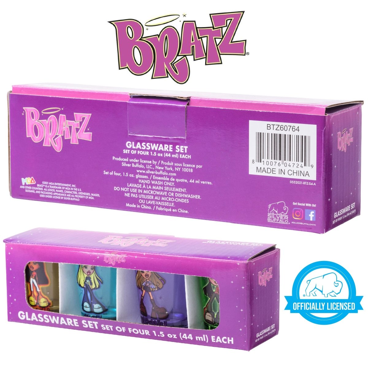 Silver Buffalo Nickelodeon Retro Featuring Rocko, Angelica, Stimpy, and Arnold 4 Pack Mini Glass Set, 1.5 Ounces - Throwback Paradise