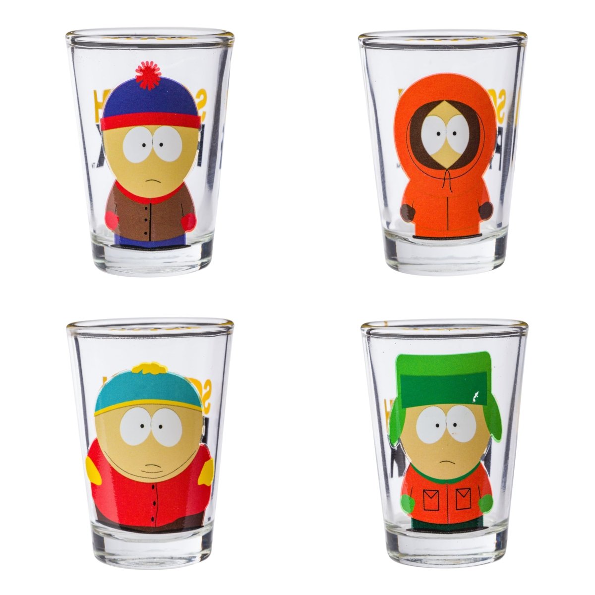Silver Buffalo Nickelodeon Retro Featuring Rocko, Angelica, Stimpy, and Arnold 4 Pack Mini Glass Set, 1.5 Ounces - Throwback Paradise